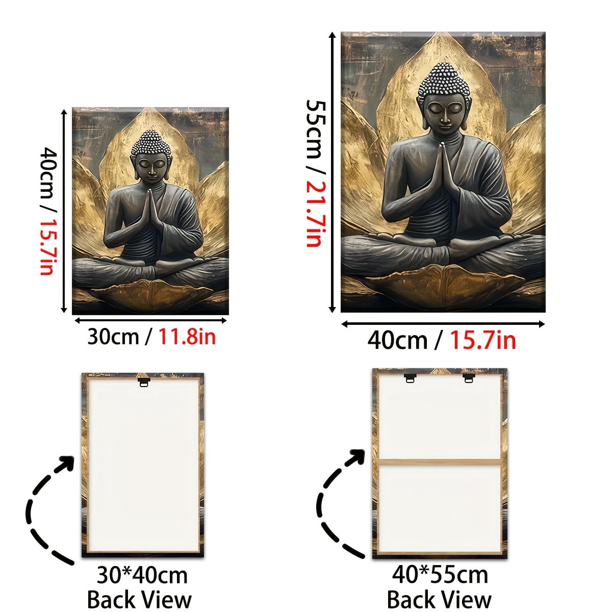 2D Flat, [2D/Flat Print] Framed Canvas Painting And Poster, Ready to Hanging, Retro Light Luxury Abstract Buddha Statue Faith Art, Home Decor, Wall Art, Room Decoration, Holiday Gift, Living Room