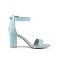 thumbnail image 4 of BLISSFUL STEP Women's Shoes Ankle Strap Block Heel Buckle Open Toe Sandals Sky Blue 4.5, 4 of 9