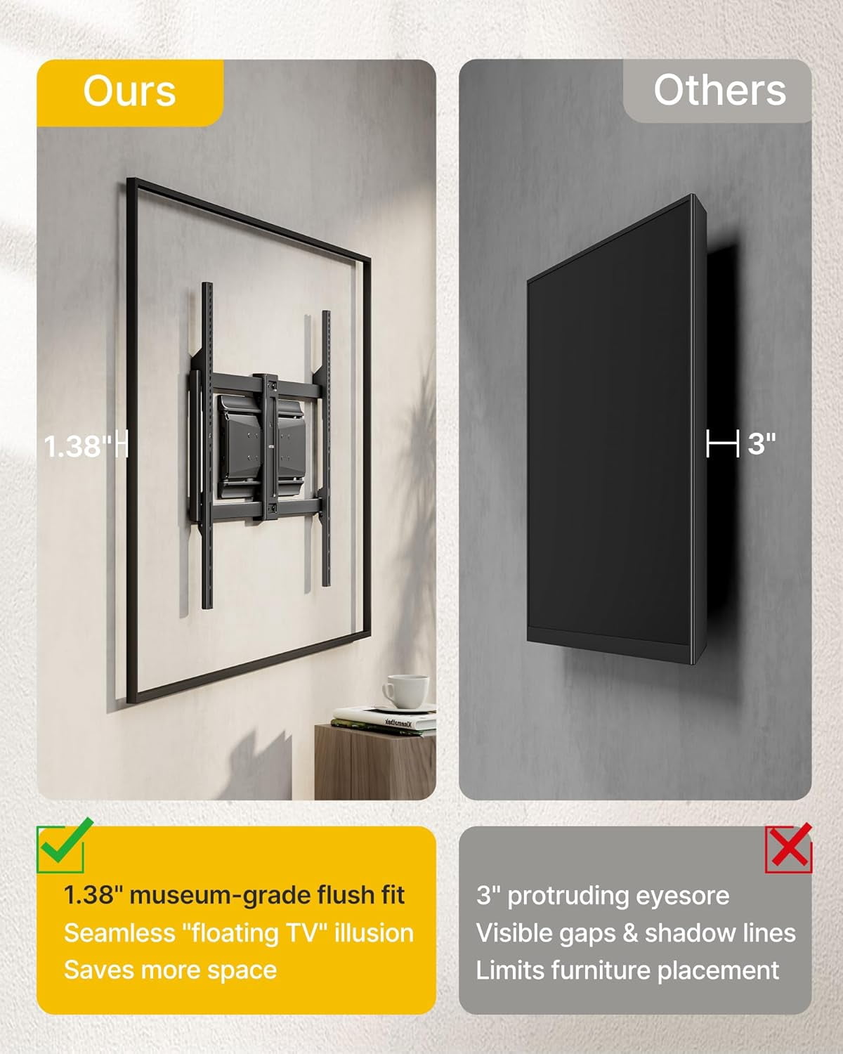 monTEK Full Motion TV Wall Mount for 50–100" TVs – Ultra Slim 1.37" Low Profile, Swivel Tilt & Extension Bracket with Dual Arms – Heavy Duty Holds Up to 185 lb, Max VESA 800x600
