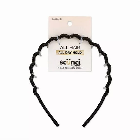 Fabric Covered Zigzag Headband - Black - All Hair