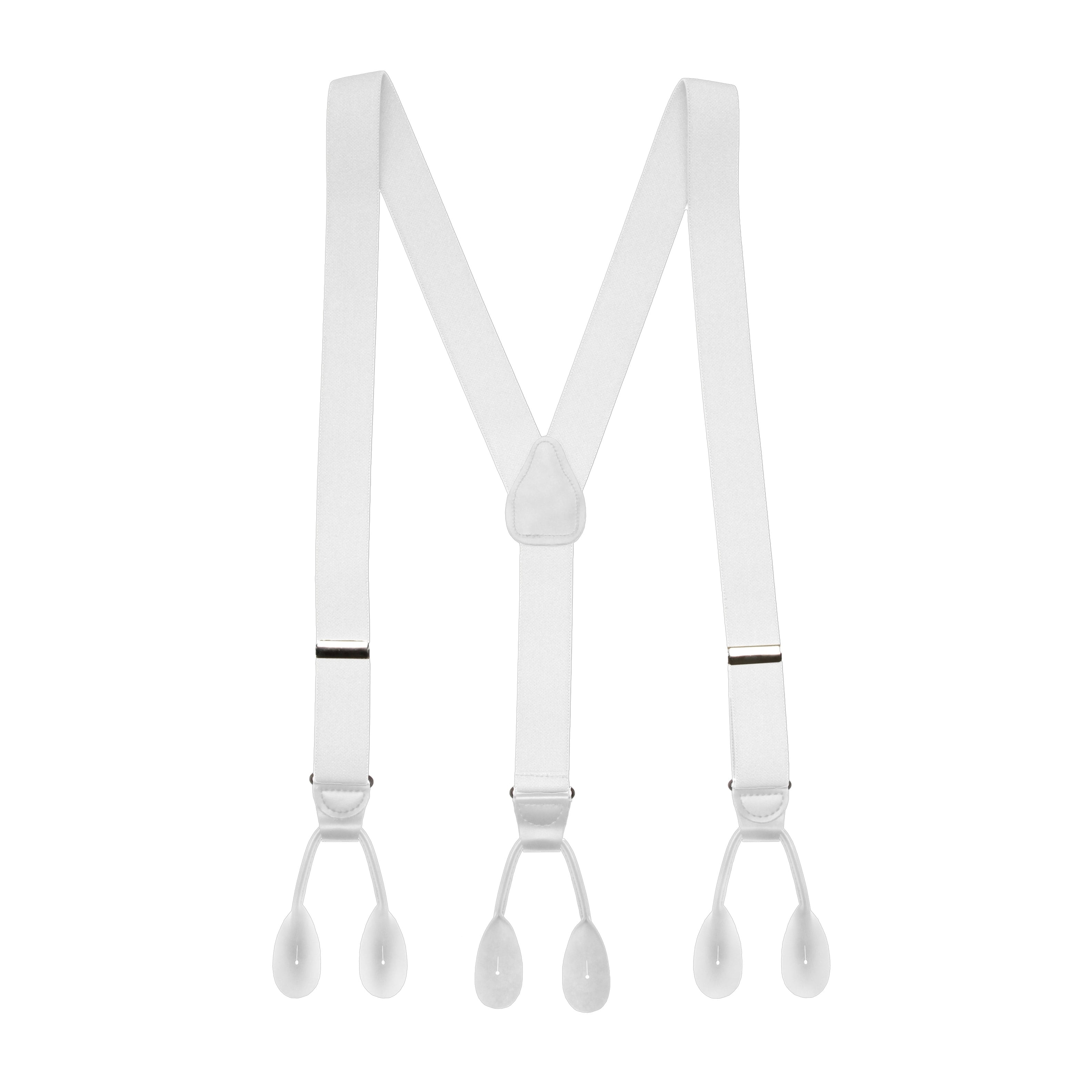 HoldEm Suspenders for Men Y-Back Leather Trimmed Button End Tuxedo Suspenderss Many colors and designs 