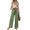 Bean Green, variant on Womens Summer 2 Piece Outfits Sleeveless Crop Top Flowy Wide Leg Pants Matching Sets Vacation Outfits Blue M