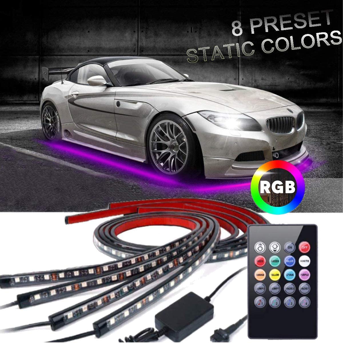 Car Underglow Lights Under Car Led Lights 16 Million Colors Neon Accent Lights Kit,Car Led Strip Lights Sync to Music and App Control,Dc 12V 