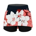 thumbnail image 5 of Flowy Tennis Skirts for Women Inner Shorts Floral Printed Flowy Shorts Stretchy Casual Women's Yoga Shorts,Red,L, 5 of 5