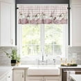 thumbnail image 3 of Fall White Pumpkin Kitchen Curtains and Valances Set, Rod Pocket Curtains Tier Farmhouse Window Curtains 36 Inch Length, Thanksgiving Pink Cute Flowers Plaid 3 Piece Kitchen Curtains Set, 3 of 6