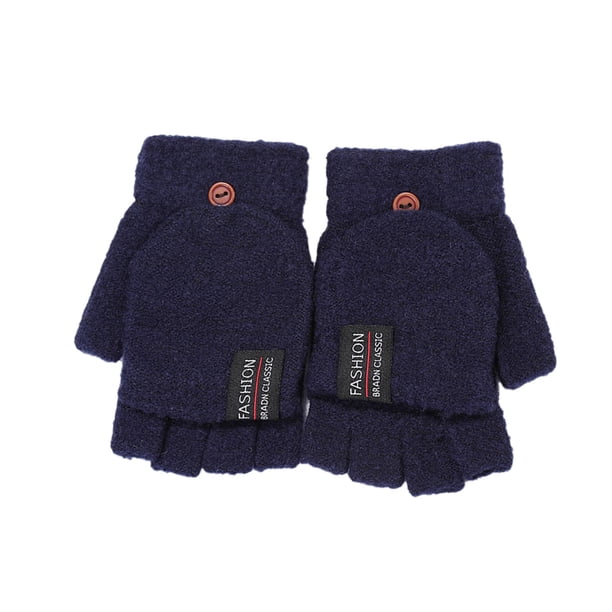 Caliente de punto convertible Flip Mitones Top Fingerless Hombres Guantes de Invierno Hombres Guantes Mitones de punto Flip Medio dedo Guantes