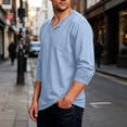 thumbnail image 2 of OGLCCG Men's and Big Men's Long Sleeve Shirts Casual V-Neck Athletic T Shirts Solid Color Basic Stretch Tee Shirts M-5XL, 2 of 5