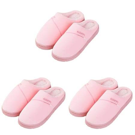 

TOYMYTOY 3 Pairs Winter Slippers Anti-skid Warm Slippers Indoor Slip-on Shoes Size 38-39 for Women Girls (Pink)