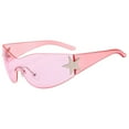 thumbnail image 2 of Fashion Men Women Star Wrap Around Sunglasses Cycling Rimless Futuristic Sunglasses, 2 of 4