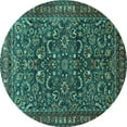 thumbnail image 1 of Ahgly Company Indoor Round Persian Turquoise Blue Traditional Area Rugs, 3' Round, 1 of 4