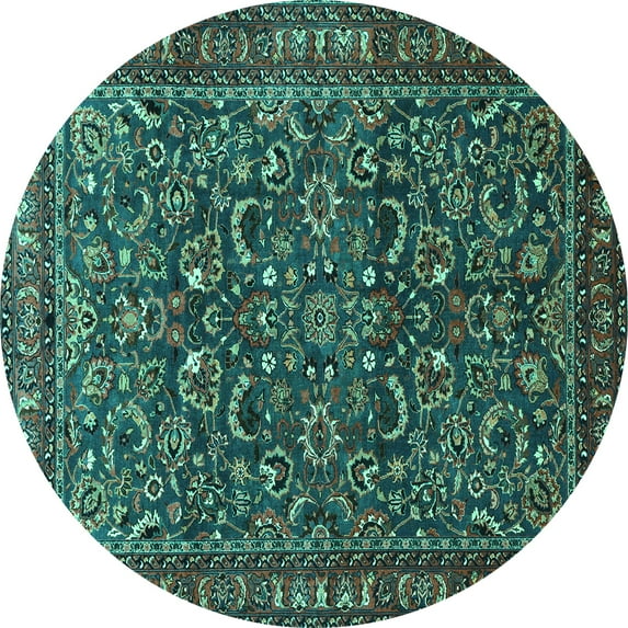 Ahgly Company Indoor Round Persian Turquoise Blue Traditional Area Rugs, 3' Round