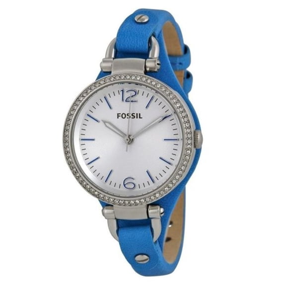 Women's ES3470 Georgia Silver Dial Blue Leather Watch