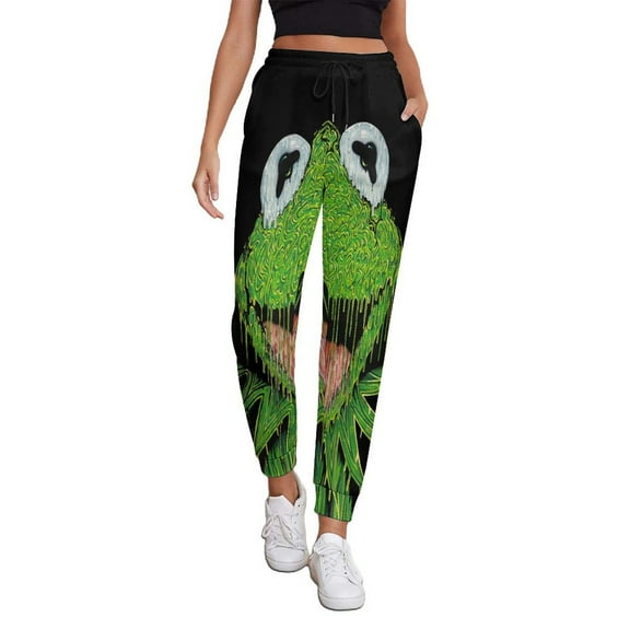 Women Ke-Rmit The Fro Sweatpants Funny 3D Print Sports Joggers Pants Casual Graphic Trousers with Drawstring