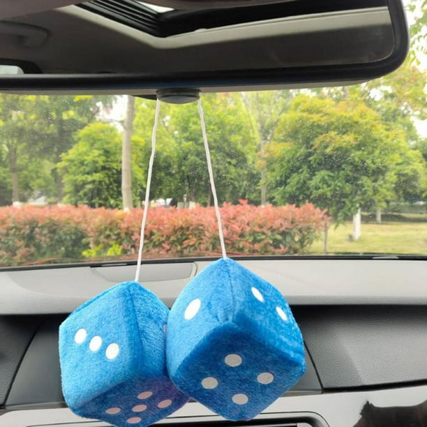 Dado De Coche Colgante Para Espejo, Decoración Suave Y Mullida De Terciopelo Dorado, Tamaño 7x7x14 Cm