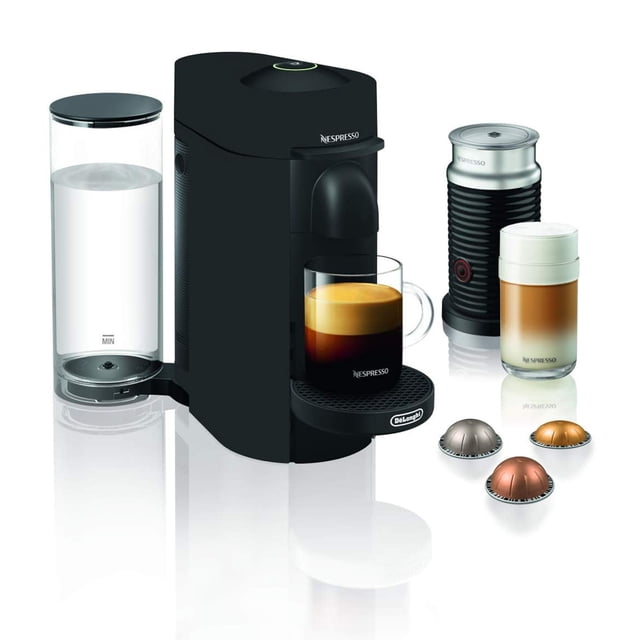 Nespresso Vertuo Plus Deluxe Coffee and Espresso Maker by De'Longhi, Matte Black with Aeroccino Milk Frother