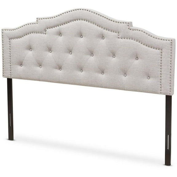 Bowery Hill Modern Tufted Full Panel Headboard in Grayish Beige