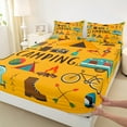 thumbnail image 3 of jejeloiu Happy Camping Queen Sheet Sets,Camper Car Rv Flat Sheet,Outdoor Adventure Queen Fitted Sheet For Girls Boys,Super Cozy Room Decor,4-Piece, 3 of 7