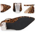 thumbnail image 3 of BLISSFUL STEP Ankle Strap Pointed Toe Clear Chunky Heel Pumps for Women 6 Leopard, 3 of 6