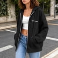 thumbnail image 6 of CBASIHI Womens Zip Up Hoodies with Pockets- Fall Drop Shoulder Casual Trendy Long Sleeve Oversized Sweatshirts Black Size M, 6 of 8
