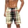 thumbnail image 2 of Busydd Mens Shorts Plus Size Shorts S-5XL Fashion Vintage Plaid Summer Shorts Elastic Waist Drawstring Casual Shorts Loose Oversized Beach Shorts for Men with Pockets, 2 of 5