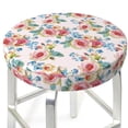 thumbnail image 3 of Pofeuu Rose Flowers Print Round Bar Stool Covers - Super Soft and Washable Elastic Stool Cushion Slipcover Easy Clean Velvet-14 inch, 3 of 7