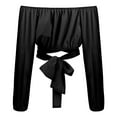 thumbnail image 4 of Ruyang 2024 Women's Fashion Tops Cute Off Shoulder Long Sleeve Self Tie Knot Crop Tube Top Blouse Basic Going Out Clothes, 4 of 5