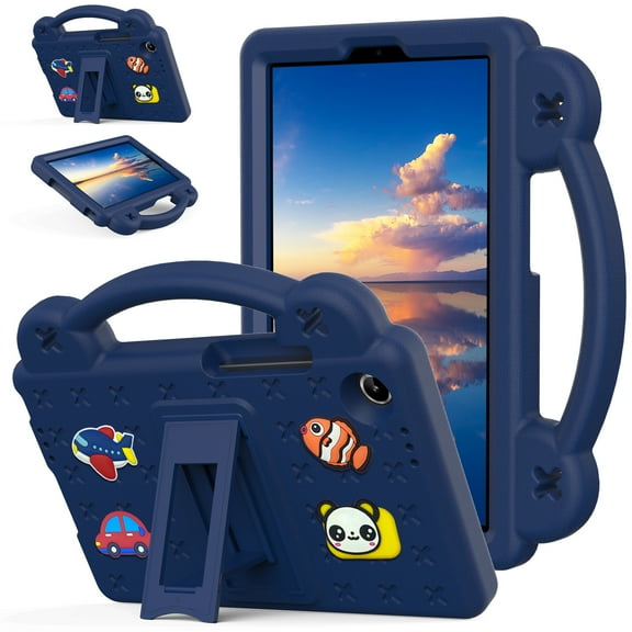 Kids Friendly Portable Tablet Case for Lenovo Tab One / Tab K9 2025 (TB-305FU) 8.7 inch Case, EVA Foam Cute Pattern with Kickstand Cute Cartoon Shockproof PC Case - Navyblue
