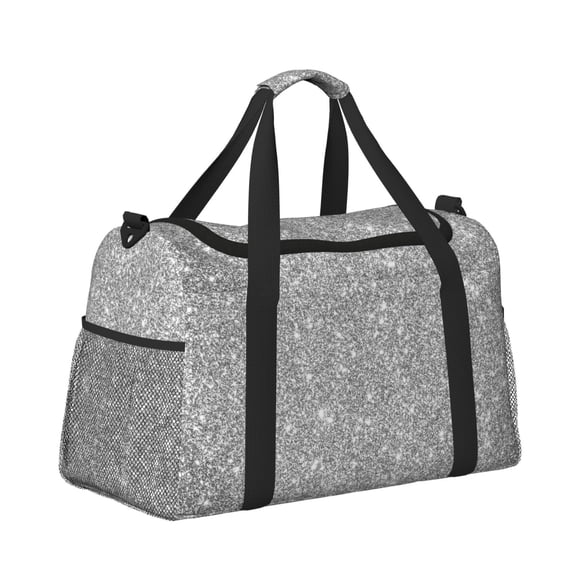 Horeoi GlitterSilver for Travel Duffle Bag with Adjustable Strap - Large Capacity Hand Carry for Gym Sports Outdoor