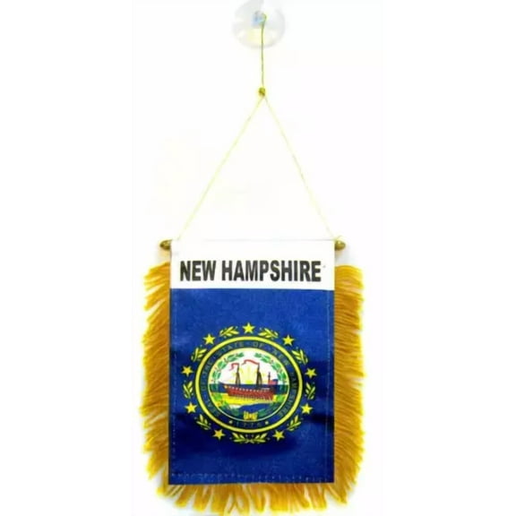 State Of New Hampshire Mini Flag 4"X6" Window Banner W/ Suction Cup