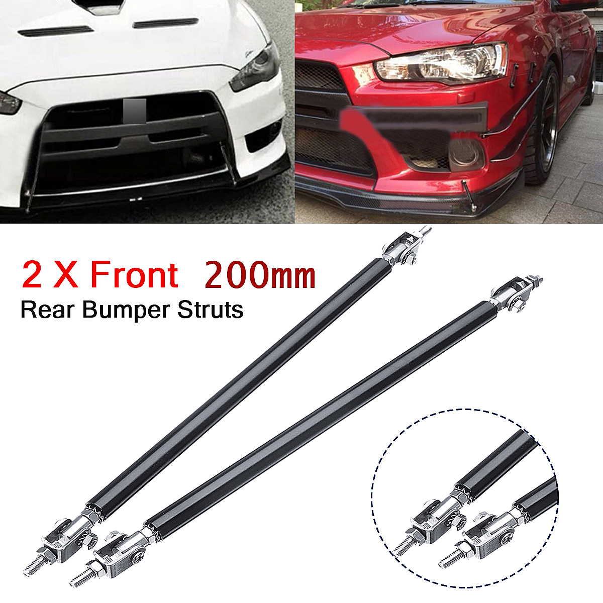 8/'/'-13/'/' Adjustable Front Bumper Lips Splitter Strut Rod Support Bars For Car