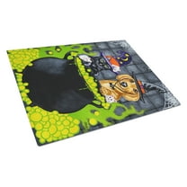 Caroline's Treasures AMB1434LCB Brewing up Trouble Halloween Dachshund Glass Cutting Board Large, 12H x 16W, multicolor