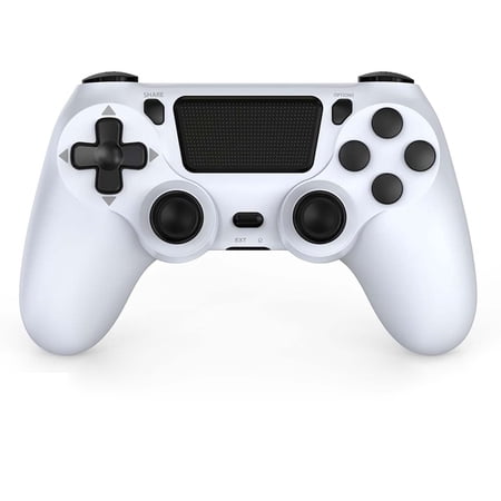 Wireless Controller for P4, Gaming Controller Compatible with P4/Slim/Pro/PC Support Dual Motors & 6-Axis Motion Control - White