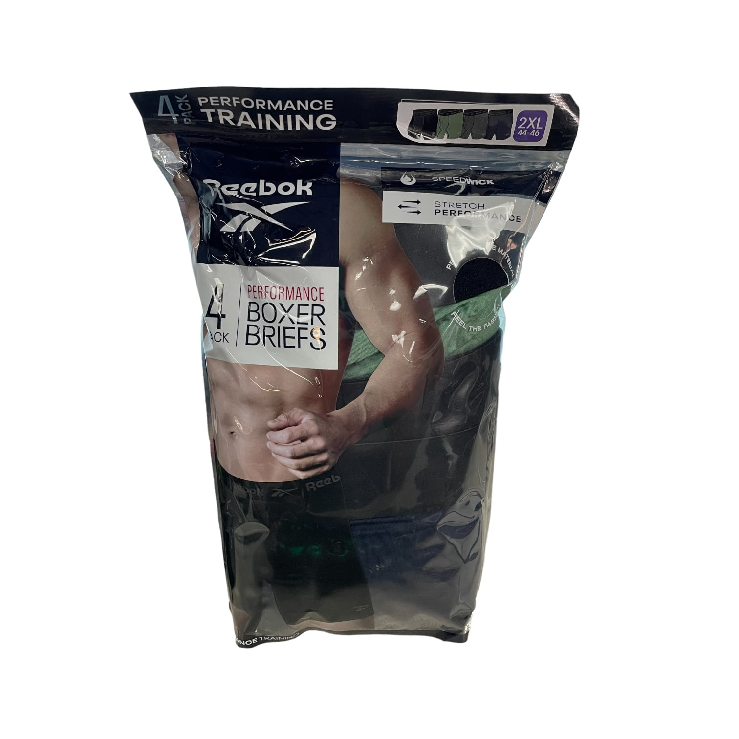 Reebok Men's Speedwick Performance Training Boxer Briefs 4 Pack (Black