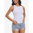 thumbnail image 3 of Women's Crewneck Racerback Ribbed Tank Tops Summer Basic High Neck Sleeveless Slim Fit Crop Tops, 3 of 4