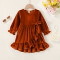 thumbnail image 4 of Younger Tree Kids Toddler Thanksgiving Dress Baby Girls Fall Dresses Ruffle Long Sleeve Bowknot Casual Winter Dress for 18-24 Months, 4 of 7