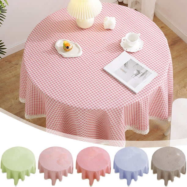 Mantel de cuadros 39x59 en | Mezcla de algodón y lino | Resistente a arrugas, impermeable, resistente a manchas | Adorno de encaje con borlas | Marrón, Verde, Rosa, Rojo, Azul | Funda de mesa de