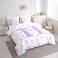 thumbnail image 4 of Castle Fairy Personalized Initial Girl 7-Piece Twin Bedding Sets,Kawaii Bowknot Bedding Comforter Set,Purple White Breathable Sheet Sets,Microfiber Bedroom Decor, 4 of 9