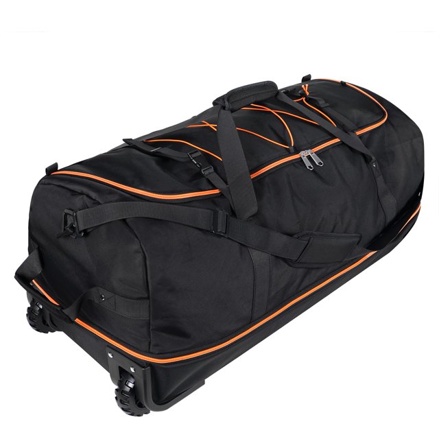 Bolsa de viaje Bagenerous 110 L/140 L, ampliable con 2 ruedas, color negro y naranja