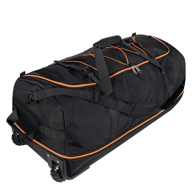 Bolsa de viaje Bagenerous 110 L/140 L, ampliable con 2 ruedas, color negro y naranja
