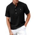 thumbnail image 6 of DPTALR Men's Henley Stand Collar T-Shirt,Short Sleeve Casual Pocket Top,Black,Big Men's,Tall Men's M,Young Men's Shirts, 6 of 9