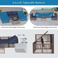 thumbnail image 4 of 7 Piece Outdoor Sectional Sofa Set with Adjustable Backrest,All-Weather Patio Furniture with Washable Cushions,Thick Cushion & Coffee Table for Garden, Porch, Poolside, Brown/Blue, 4 of 9