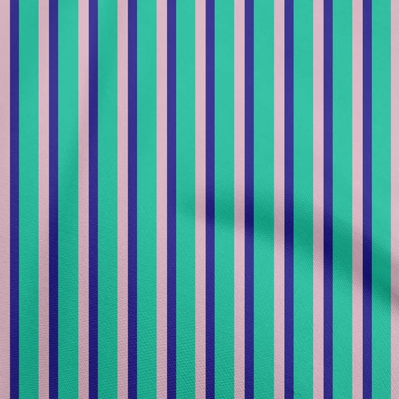 oneOone Polyester Spandex Sea Green Fabric Stripes Sewing Material Print Fabric By The Yard 56 Inch Wide