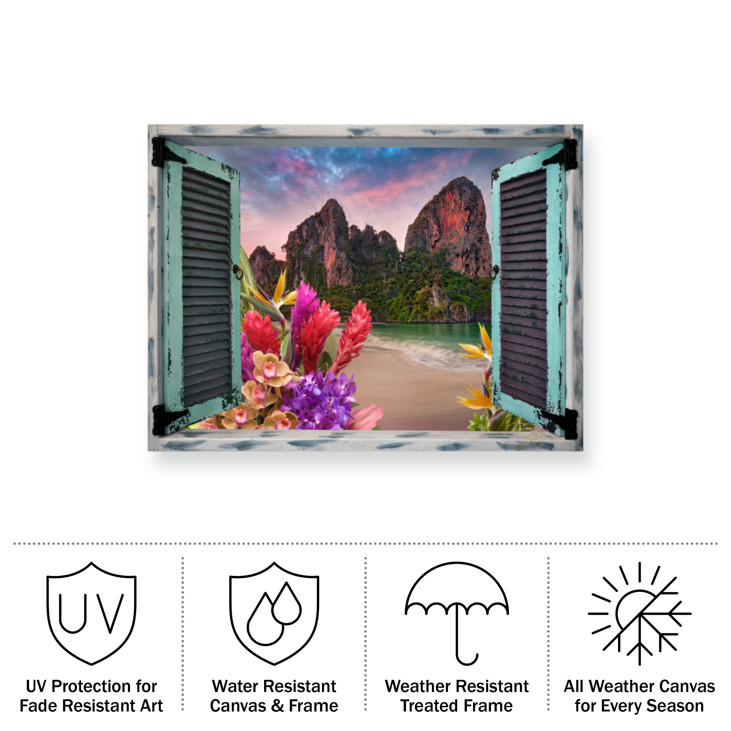 Leo Kelly 'Tropical Window to Paradise VI' Outdoor All-Weather Wall Decor