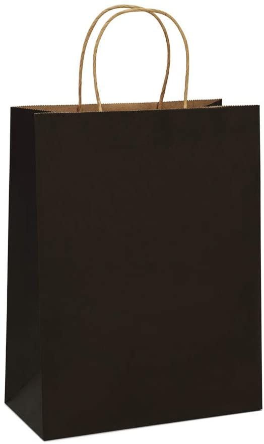 10x5x13 inch Paper Bags Kraft Black Gift Bags Bulk with Handles for