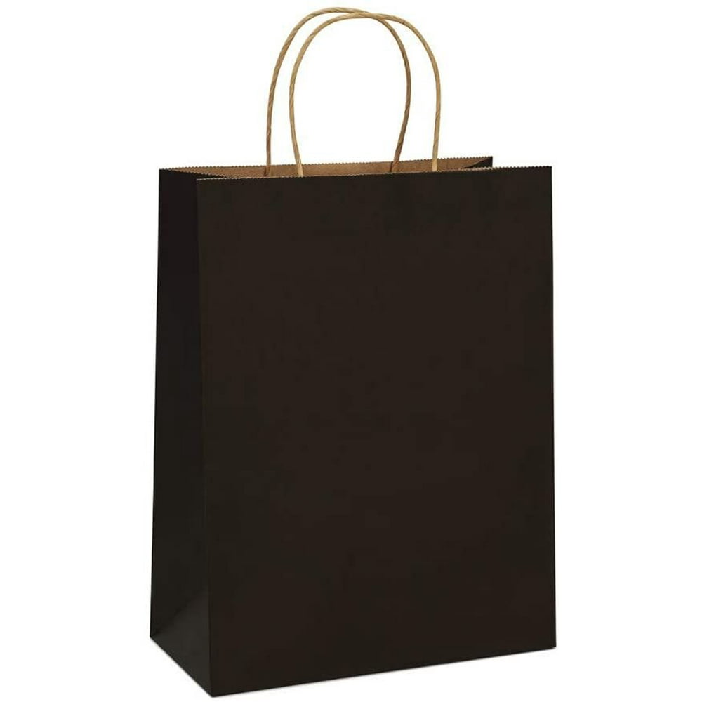 10x5x13 inch Paper Bags Kraft Black Gift Bags Bulk with Hanldles for