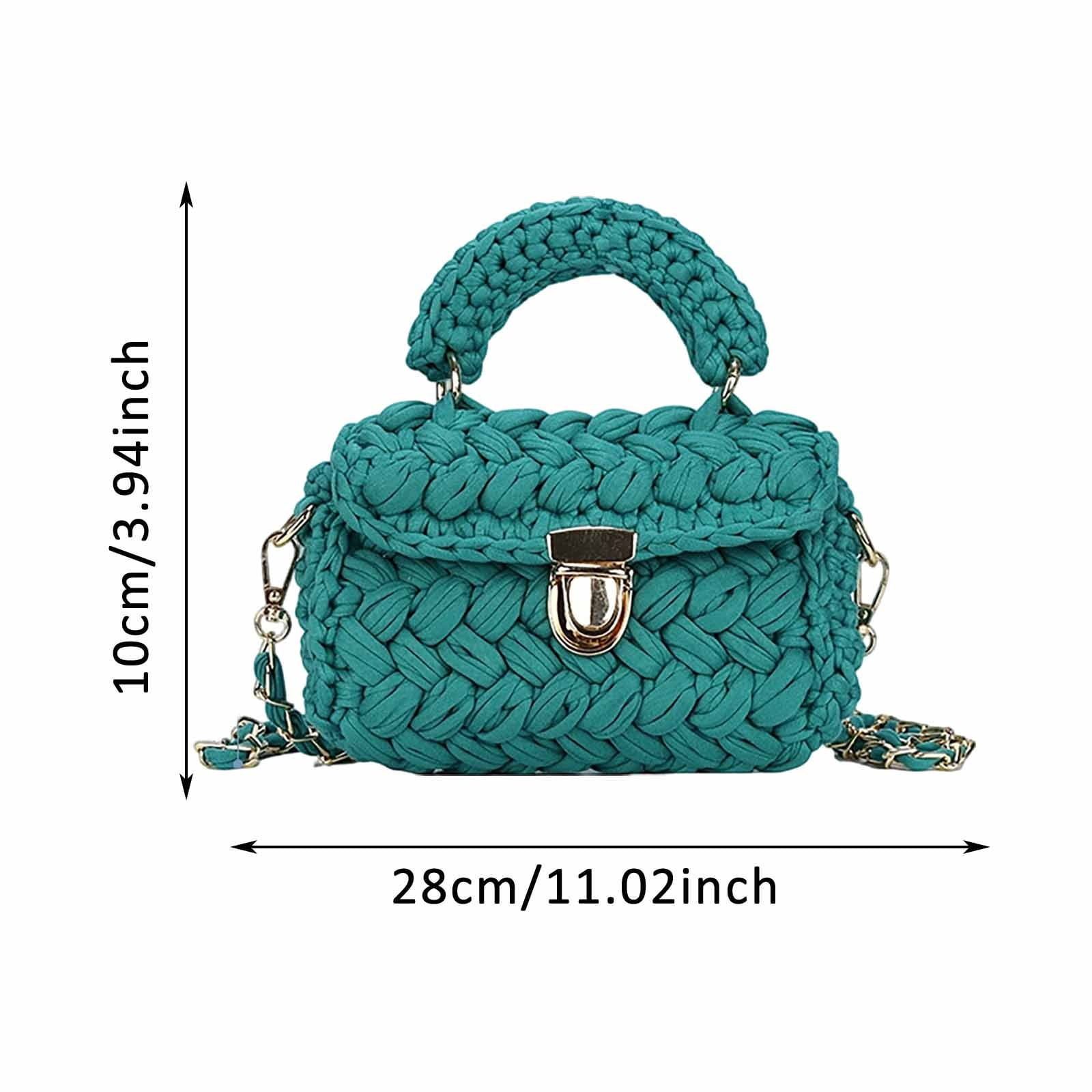 CAIXIA Chunky Yarn Knit Crochet Tote Purse Crossbody Bags for Women - Handwoven Evening Clutch Flap Shoulder Bag