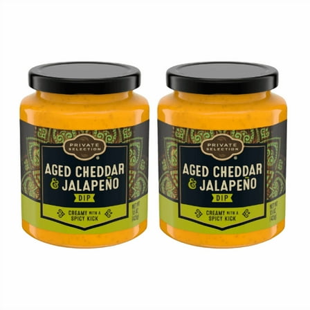 Private Selection Aged Cheddar & Jalapeno Dip Creamy with a Spicy Kick, 15 Oz,2 Pack