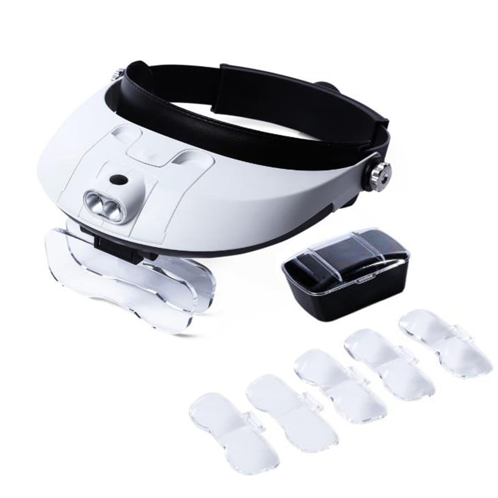 MG81001-G 2 LED Headband Illuminated Magnifier with 5 Replaceable Lens 