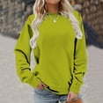 thumbnail image 3 of VANLOFE Women's Solid Color Long Sleeve Sweatshirt O-Neck Sweatshirt for Women Women's Washed Warm Green Sweatshirt M, 3 of 6