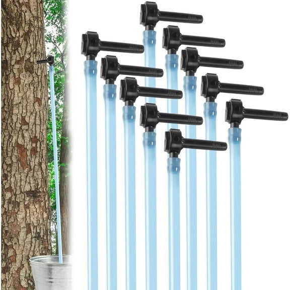 Deluxe Maple Syrup Tree Tapping & Sugaring Starter Kit-10 Taps & 10 2.5ft Extra Long Food-Grade Tubing Drop Lines- Complete Set for Experts or Beginners to Start Tapping Your Own Sap- Wont Harm Trees